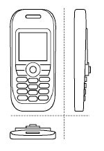 tekening met voor-, zij- en bovenaanzicht mobiele telefoon