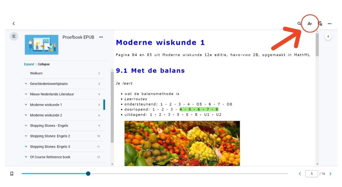 EPUB Voorbeeld weergave lettergrootte aanpassen