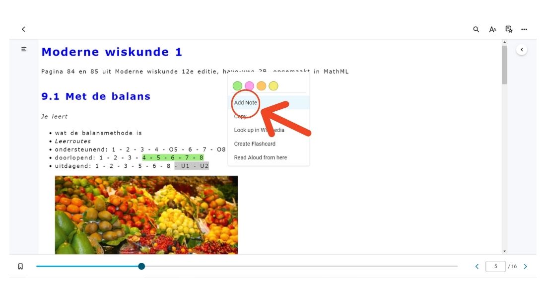 EPUB Voorbeeld weergave arceren en notities