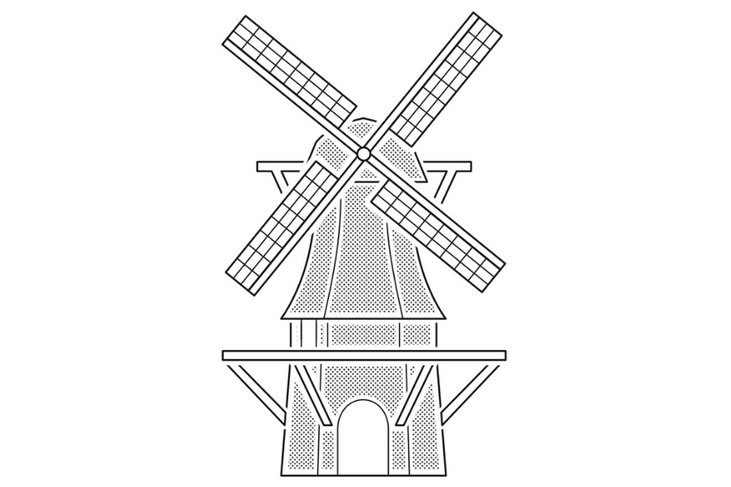 Voorbeeld voortgezet niveau: molen vooraanzicht