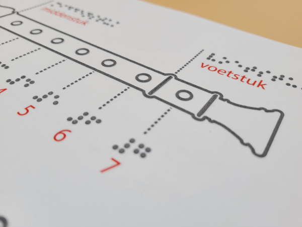 Een voorbeeld van een voelbare tekening uit Maak muziek!: een blokfluit