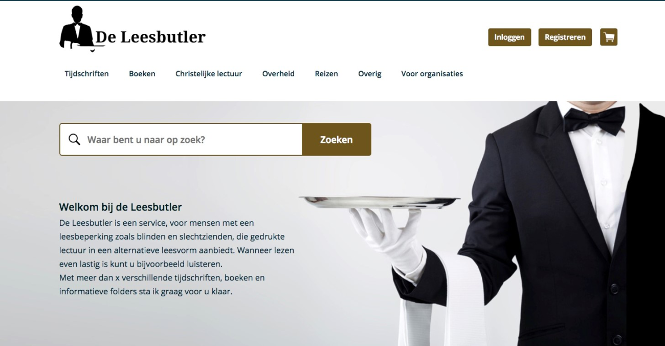 screenshot van de website van de Leesbutler